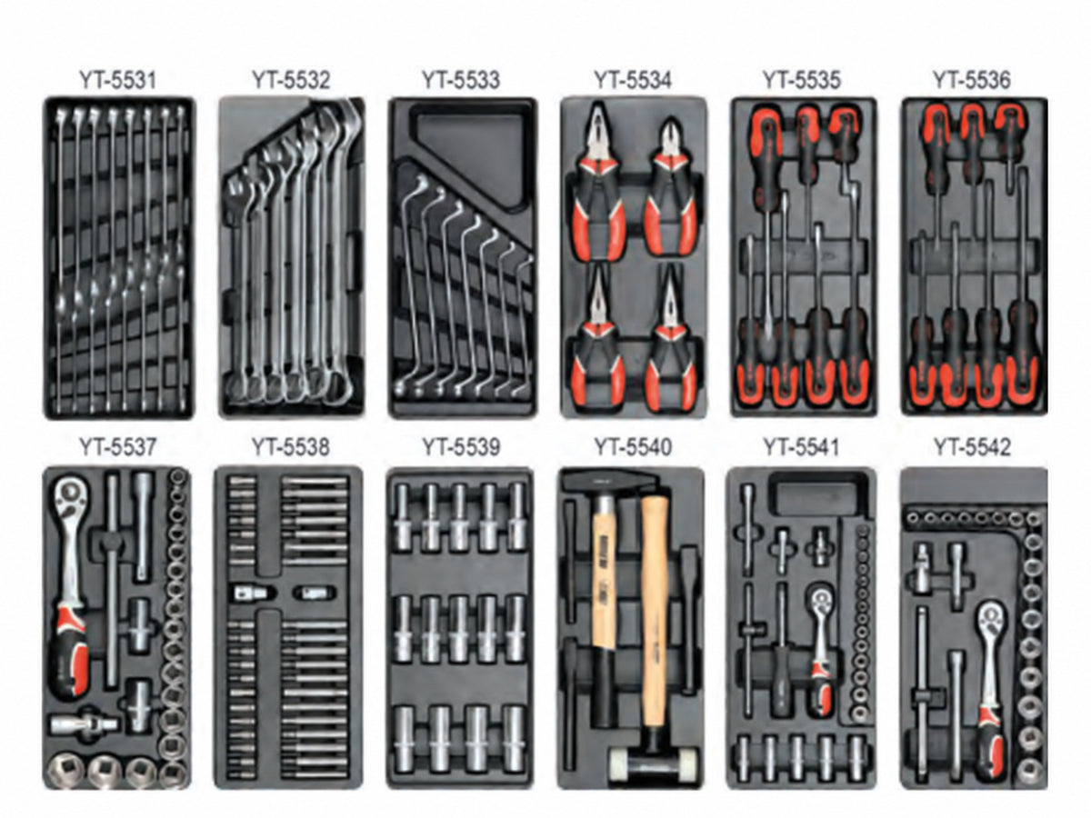 YATO YT-5530 included tool trays YT-5531 to YT-5542, arranged in two rows of six